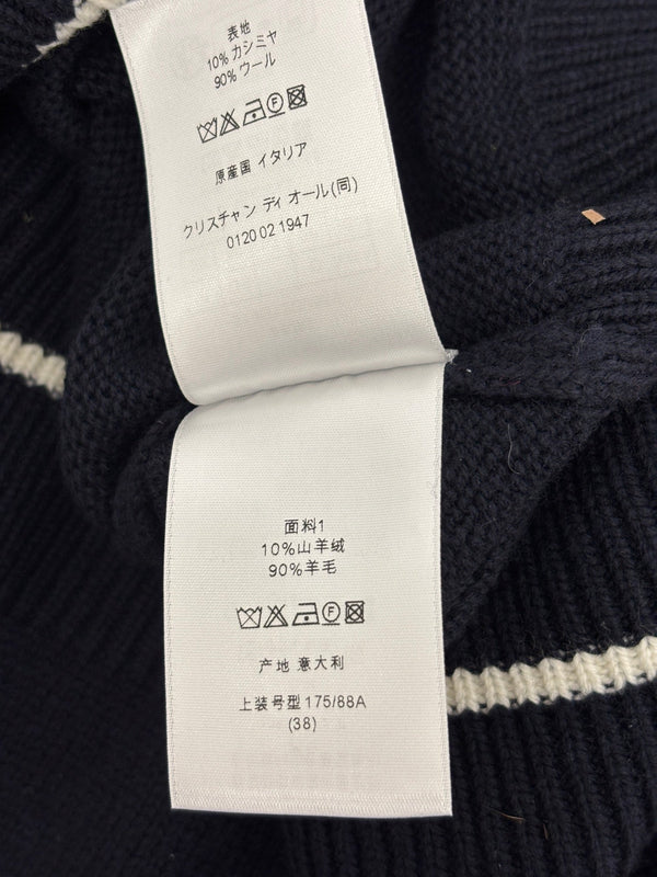 CD 26FW Round Neck Knit Top Color-Block Bow Tie Letter Jacquard Wool 448057