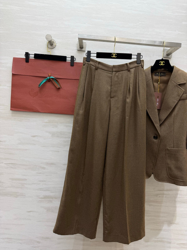 LP 26FW Vintage Blazer and Pleated Wide-Leg Pants Set Brown Blended Fabric 449846