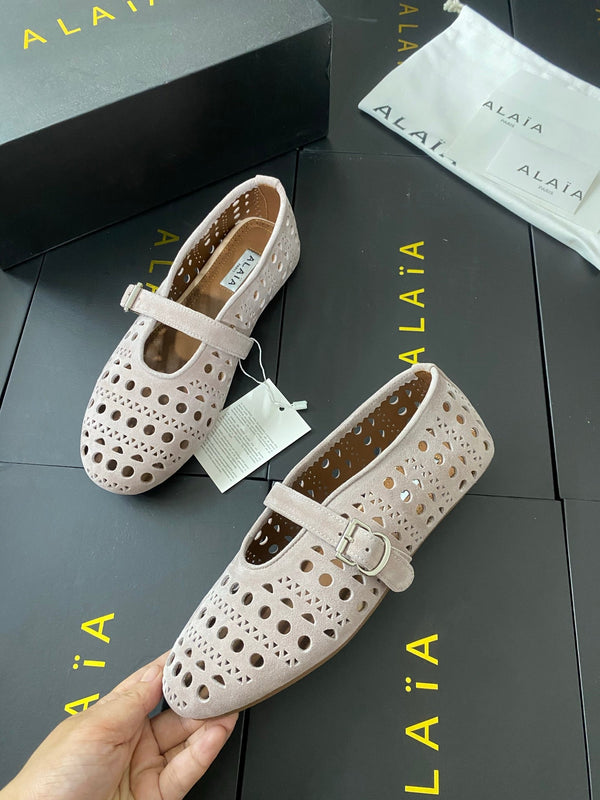 Alaia 26FW Vienne Ballet Flats Strap Suede 195008