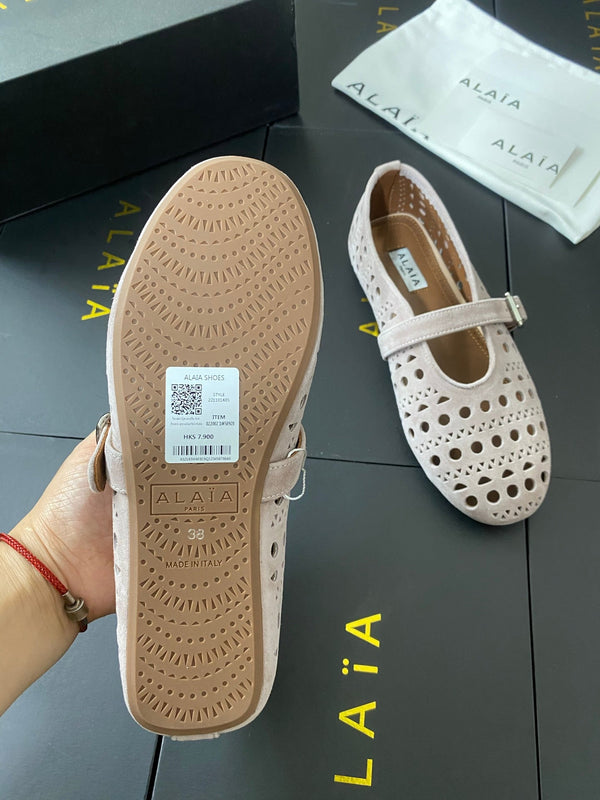Alaia 26FW Vienne Ballet Flats Strap Suede 195008