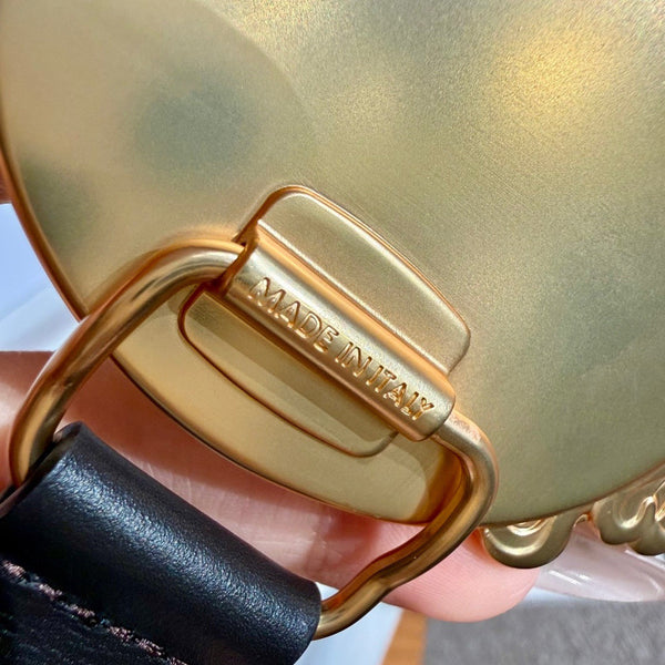 CD 26FW Medaillon Belt 2.5cm Rococo Buckle Antique Gold-Tone Metal Calfskin 220641