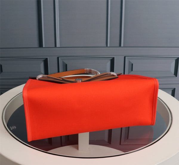 HM HERBAG ZIP 31 RED ORANGE AND COPPER CANVAS