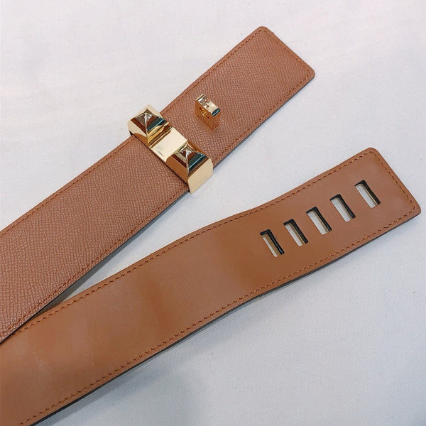 collier de chien belt 45mm brown epsom pink gold buckle