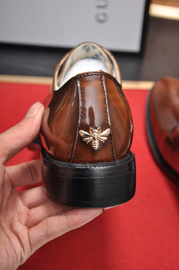 GG Men's Loafer Brown Patent Leather 526114