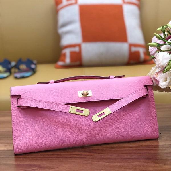 HM Kelly Cut 31cm Light Pink Swift Leather Ghw