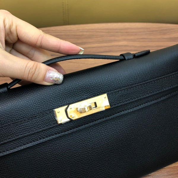 HM Kelly Cut 31cm Black Swift Leather Ghw