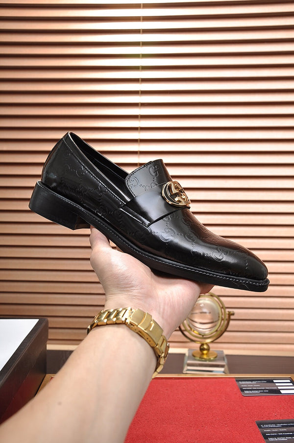 GG Men's Loafer Black Embossed Cowhide 484785