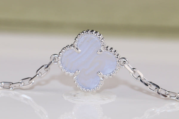 VCA Clover Blue Mop 5 Motifs Sliver Bracelet