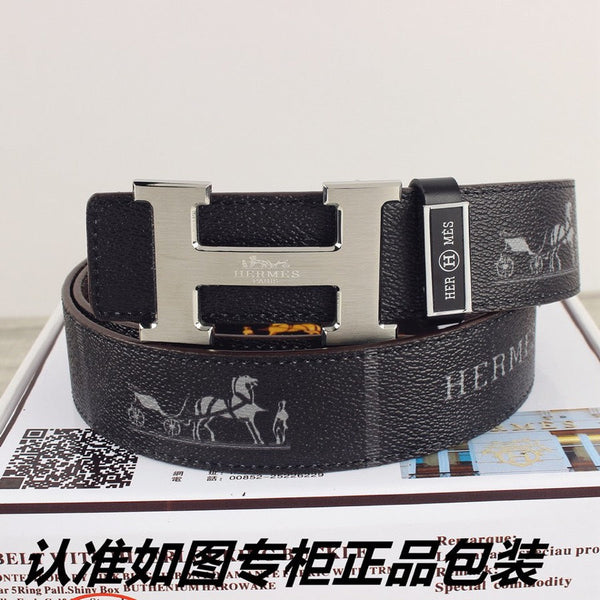 HM Constance Belt 38mm Black Cowhide Sliver Buckle 620194