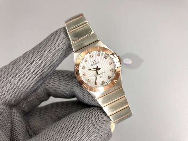 Omega Constellation 27mm Silver Pink Gold White Dial