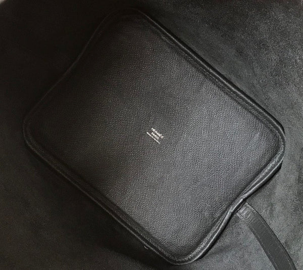 HM PICOTIN LOCK 18 BLACK EPSOM LEATHER WITH BRAID STRAP