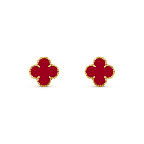 CLOVER MEDIUM CARNELIAN PINK GODL EARRINGS