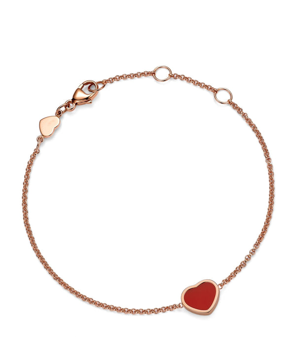 BRACCIALE HAPPY HEART CORNIOLA ORO ROSA DIAMANTI