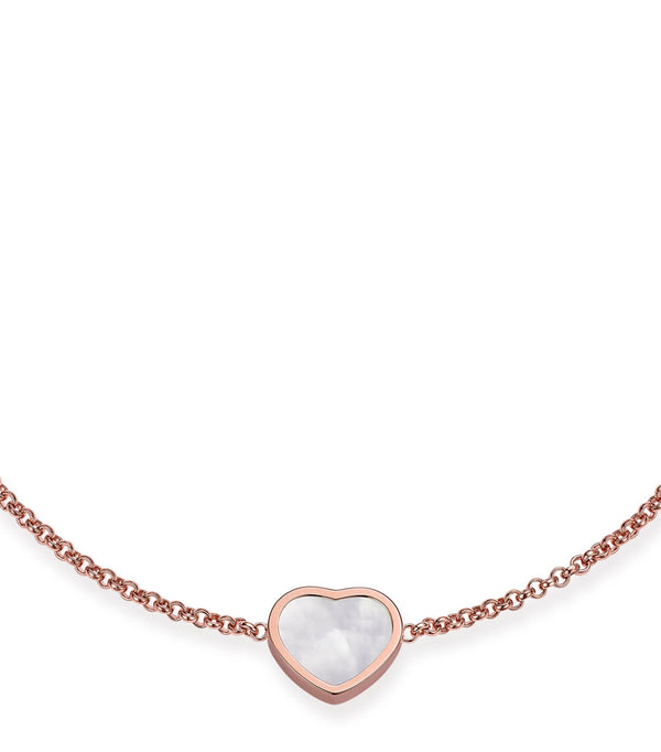 BRACCIALE HAPPY HEART BIANCO MOP ORO ROSA DIAMANTE