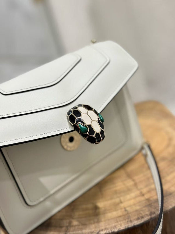 BVL Serpenti Forever Shoulder Bag 19cm White Calfskin GHW 188633