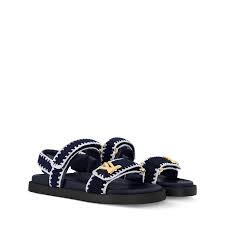 LV Sunset Comfort Sandal Dark Blue Cotton Leather