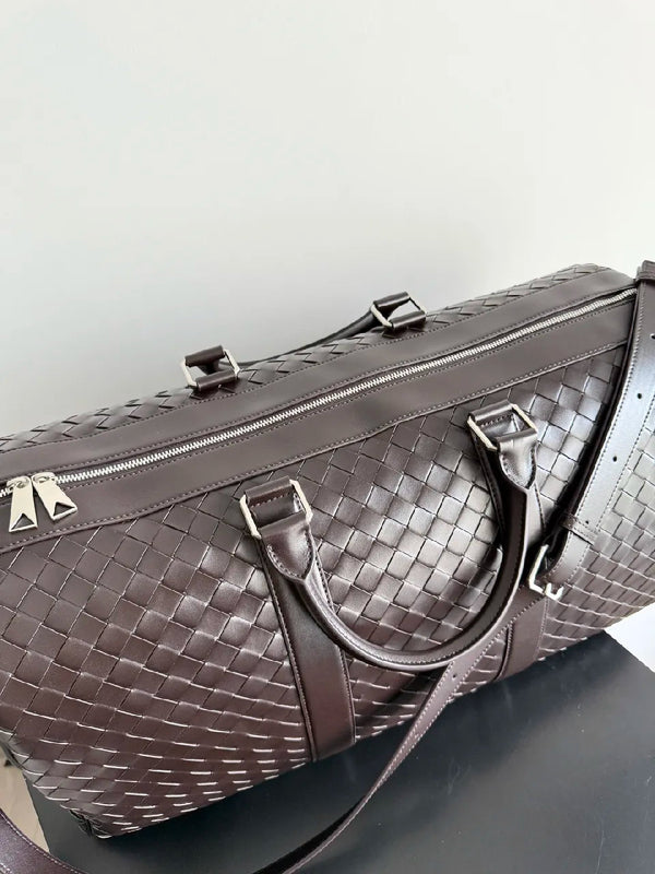 BV 25s Replica Bottega Veneta Duffel Bag Deep Brown Intrecciato leather