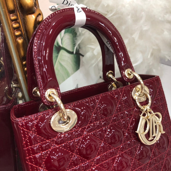 media lady 24 pelle di vitello verniciata color vino