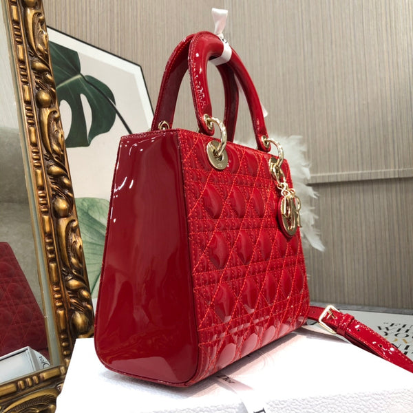 medium lady 24 red patent calfskin