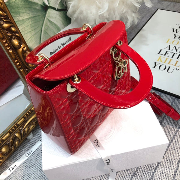 medium lady 24 red patent calfskin