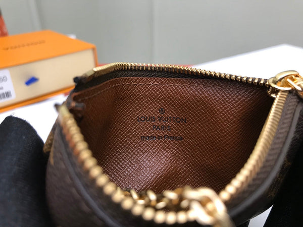 PORTACHIAVI LV 12 MARRONE IN TELA MONOGRAMMA