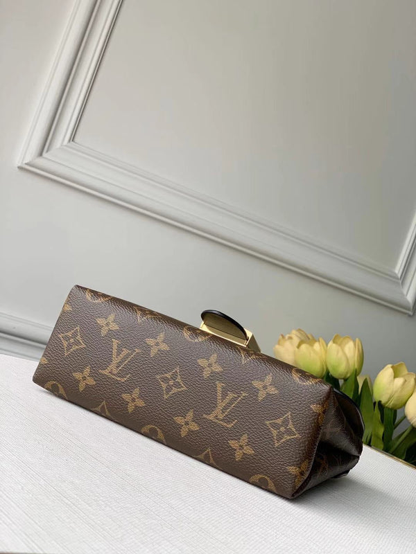 LOCKY BB 21 IN TELA MONOGRAM MARRONE E PELLE DI VITELLO VERDE CACHI CON FIBBIA ORO