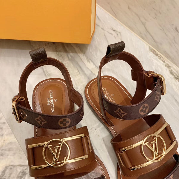 LV Academy Flat Sandal Brown Cowhide