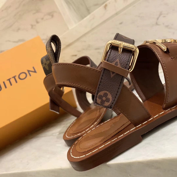 LV Academy Flat Sandal Brown Cowhide
