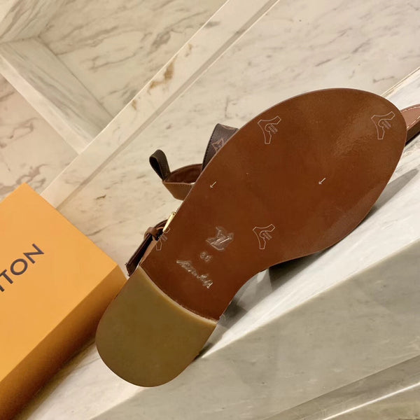 LV Academy Flat Sandal Brown Cowhide
