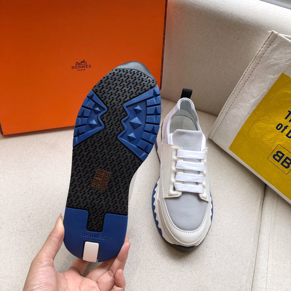 HM 26s Stadium Sneaker White Grey Calfskin Suede 546239