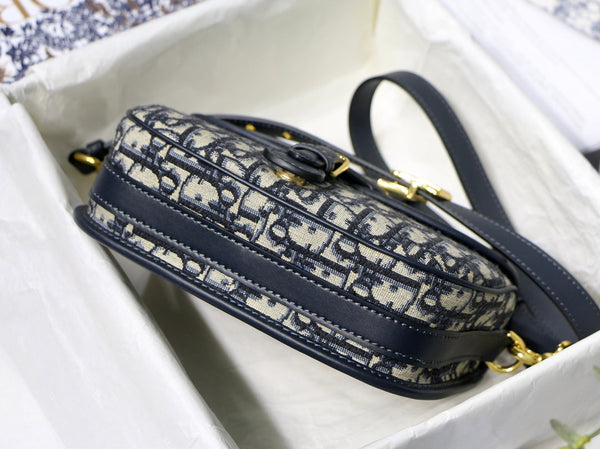 CD BOBBY MEDIO 22CM TELA RICAMATA BLU OBLIQUO FERRAMENTA ORO