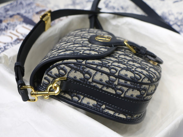 CD BOBBY MEDIO 22CM TELA RICAMATA BLU OBLIQUO FERRAMENTA ORO