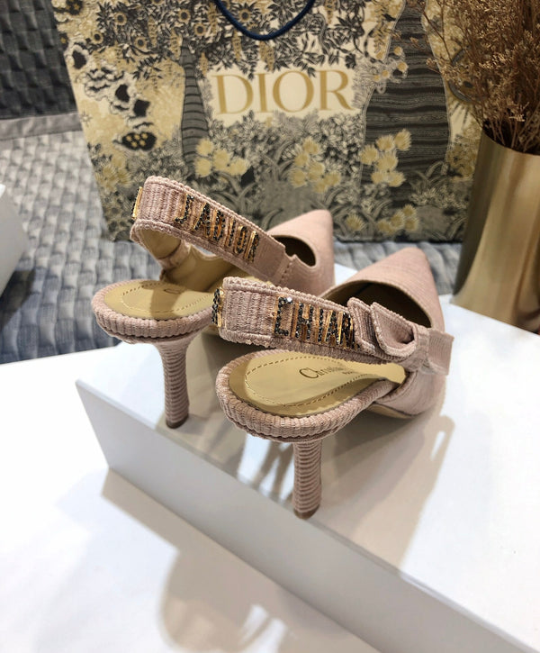 JAdior slingback pumps 95 all rose cannelle embroidered cotton