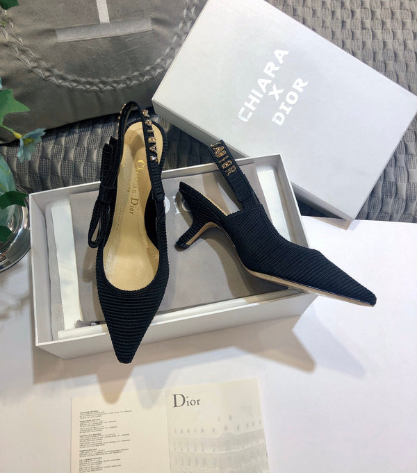 JAdior slingback pumps 65 all black embroidered cotton