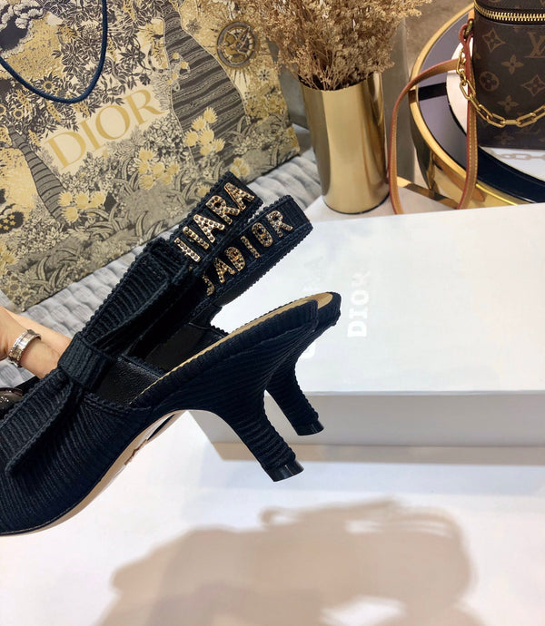 JAdior slingback pumps 65 all black embroidered cotton