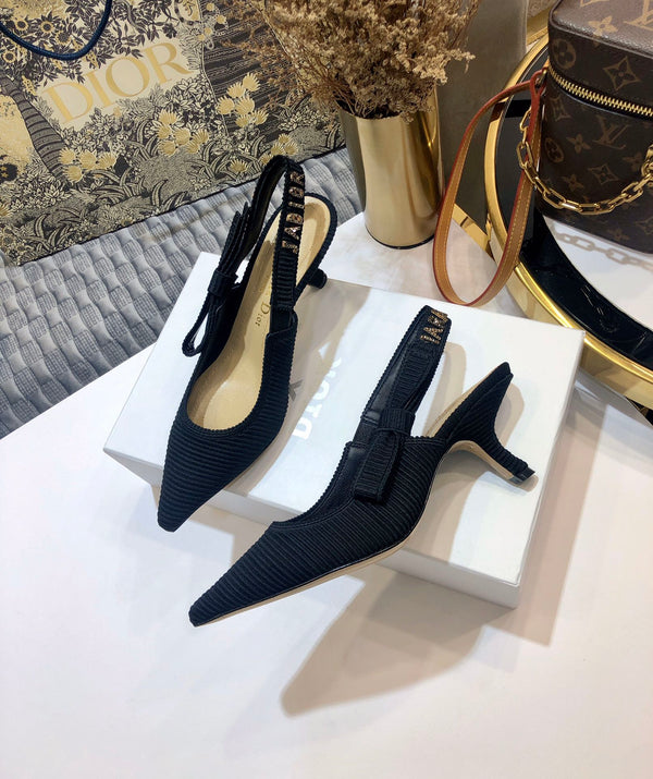 JAdior slingback pumps 65 all black embroidered cotton