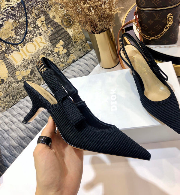 JAdior slingback pumps 65 all black embroidered cotton