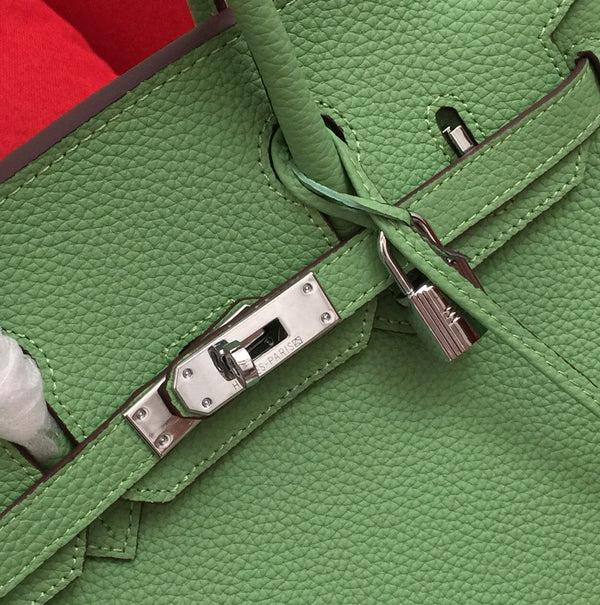 BORSA HM BIRKIN 30 CM IN PELLE DI VITELLO FELCE CON FERRAMENTA ARGENTO