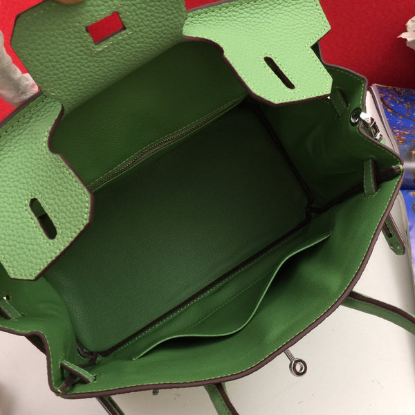 BORSA HM BIRKIN 30 CM IN PELLE DI VITELLO FELCE CON FERRAMENTA ARGENTO