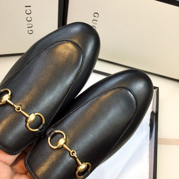 GG SLIPPER PRINCETOWN BLACK CALFSKIN