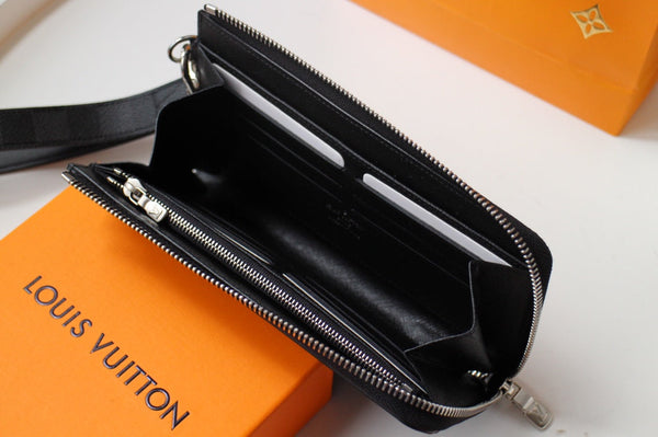 LV Dragonne Zipper Wallet Black Damier Graphite Canvas 179403