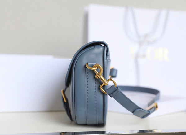 MEDIUM CD BOBBY 22CM BLUE CALFSKIN GOLD HARDWARE