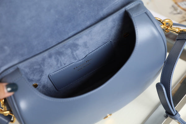 MEDIUM CD BOBBY 22CM BLUE CALFSKIN GOLD HARDWARE