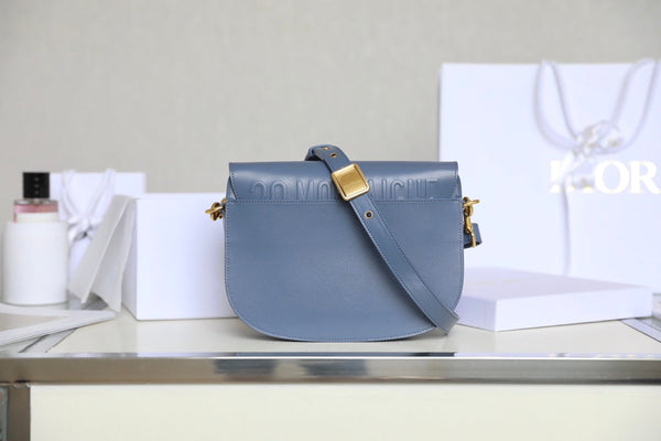 MEDIUM CD BOBBY 22CM BLUE CALFSKIN GOLD HARDWARE