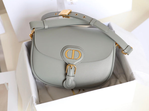 MEDIUM CD BOBBY 22CM DARK GREY CALFSKIN GOLD HARDWARE