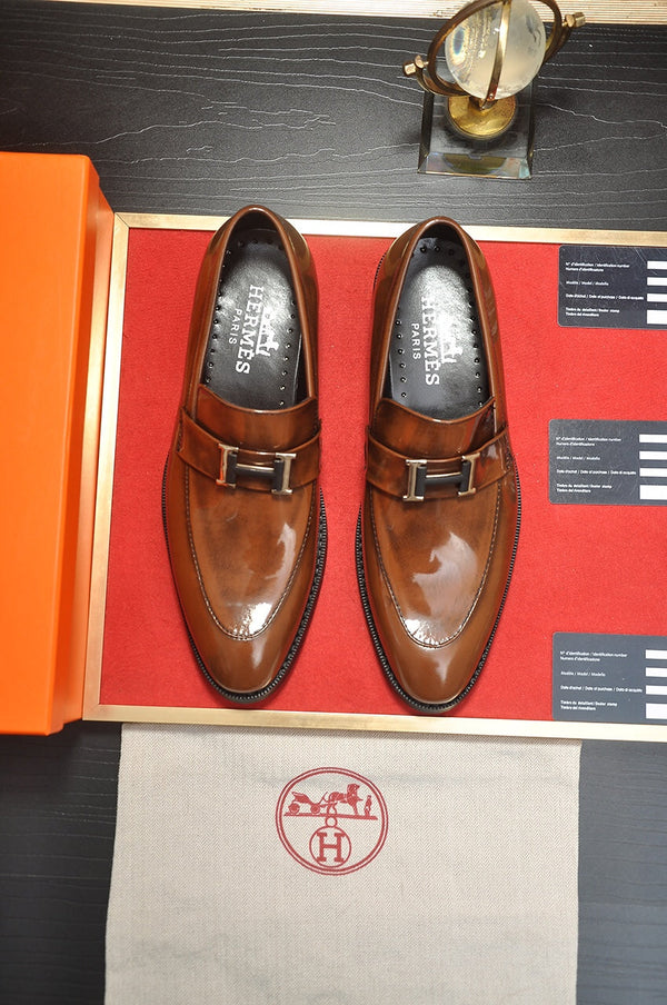 HM Men's Loafer Brown Patent Leather 526111