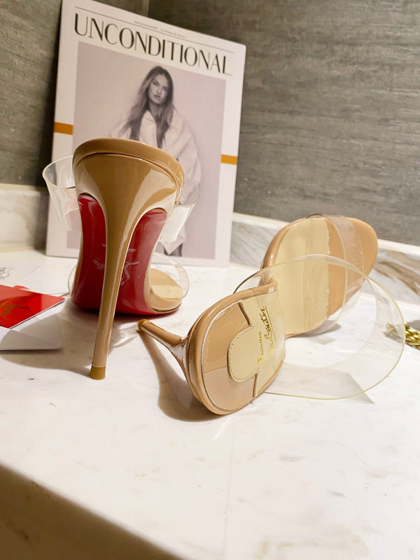 Christian Louboutin Just Nothing Sandals Beige Transparent Sheepskin