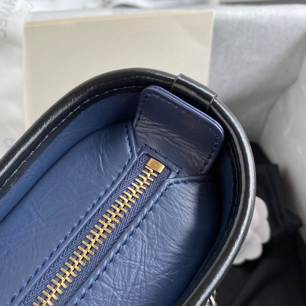 Chanel 25 Gabrielle Black Blue 20cm Calfskin 289507
