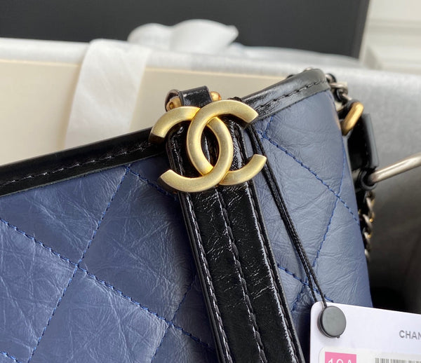 Chanel 25 Gabrielle Black Blue 20cm Calfskin 289507