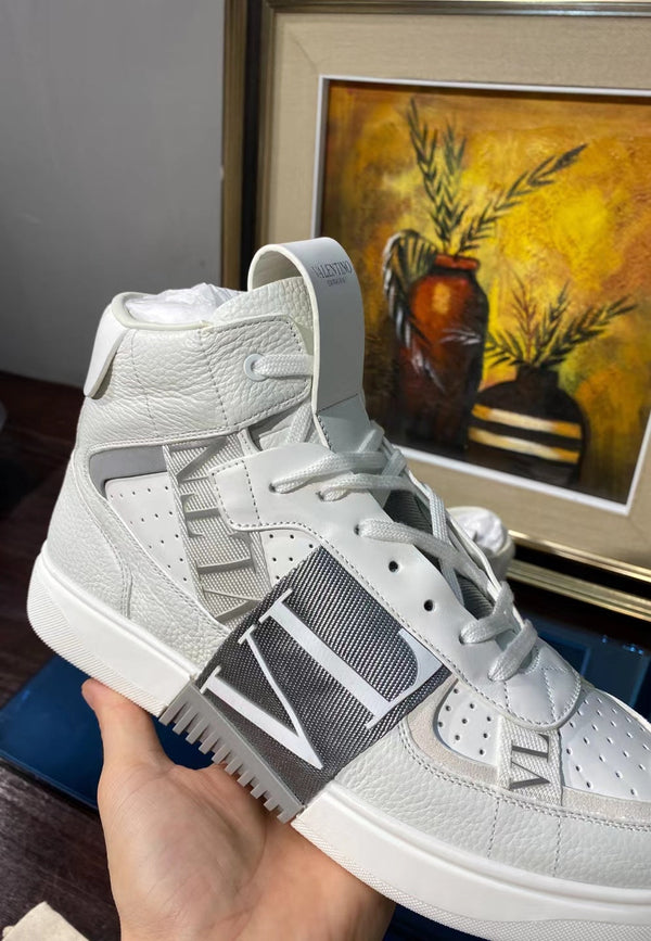 Valenti High Top VL7N White Calfskin Grey Canvas 993744